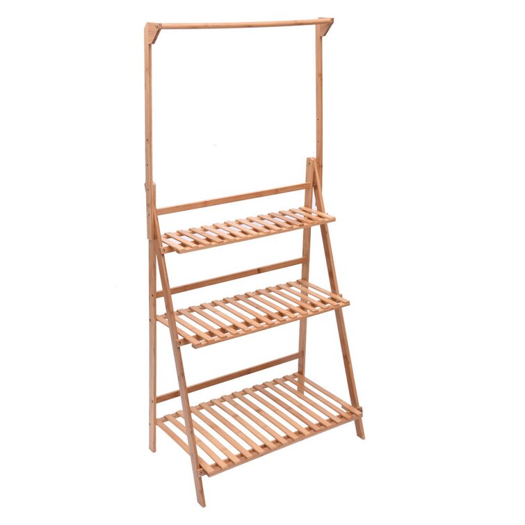 Bamboo Plant Stand with Hanging Rod